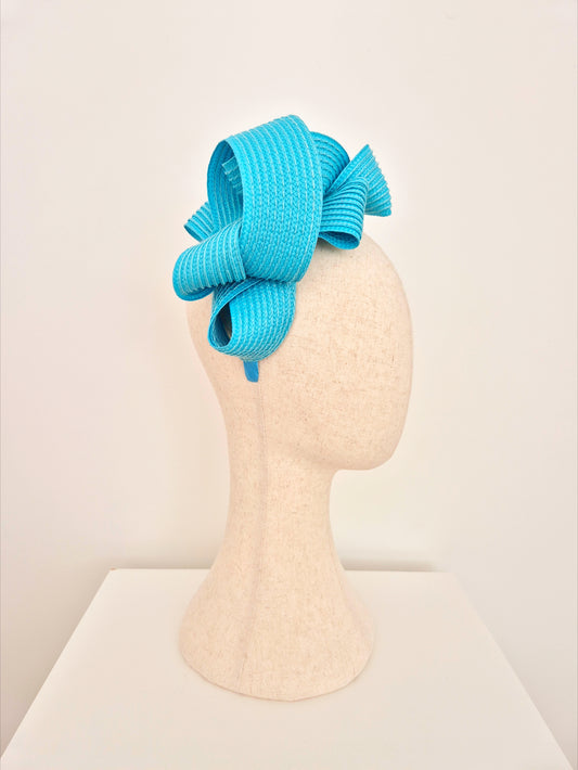 side view turquoise blue loop headpiece