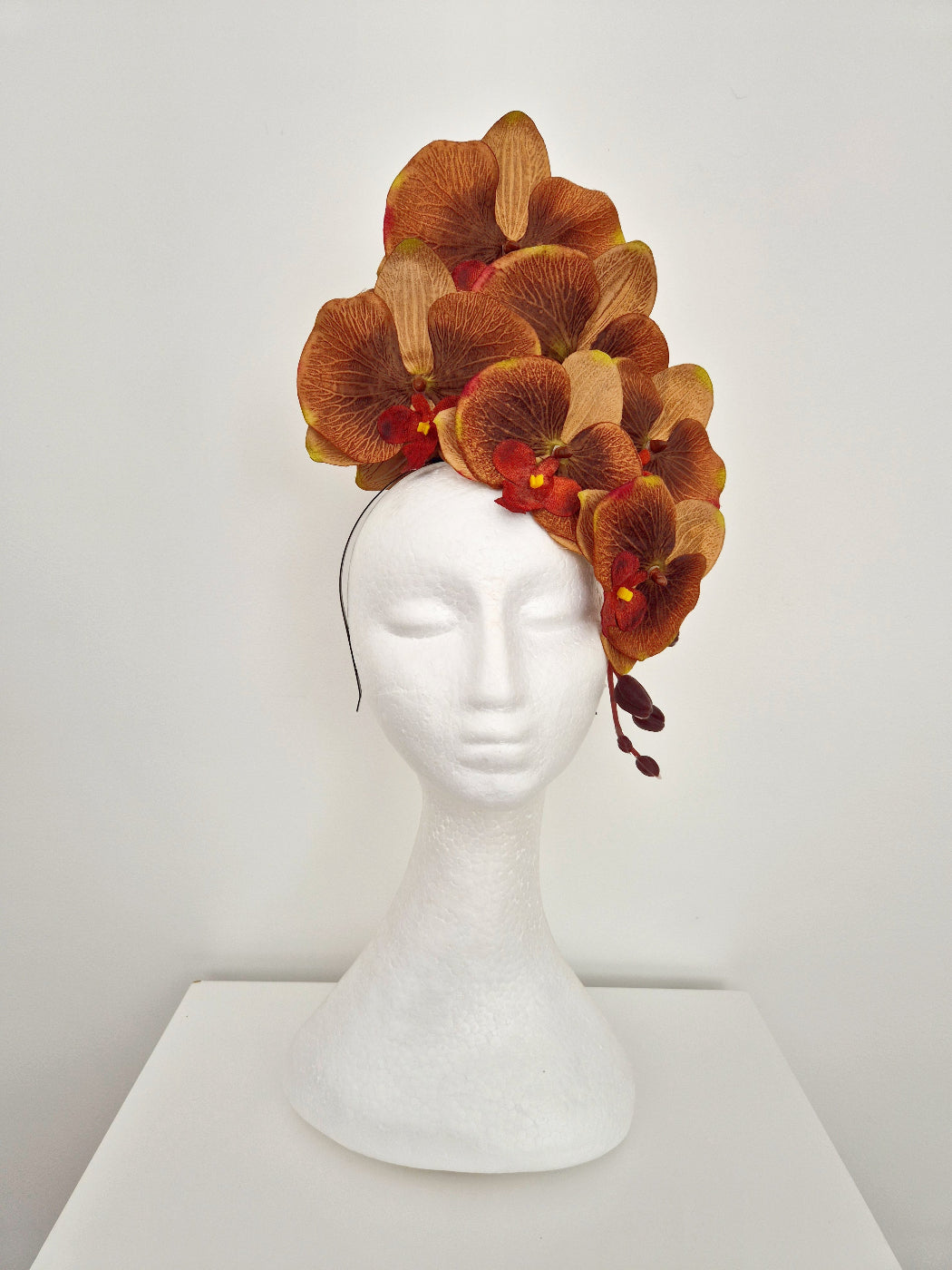 tan brown toned moth orchid headpiece