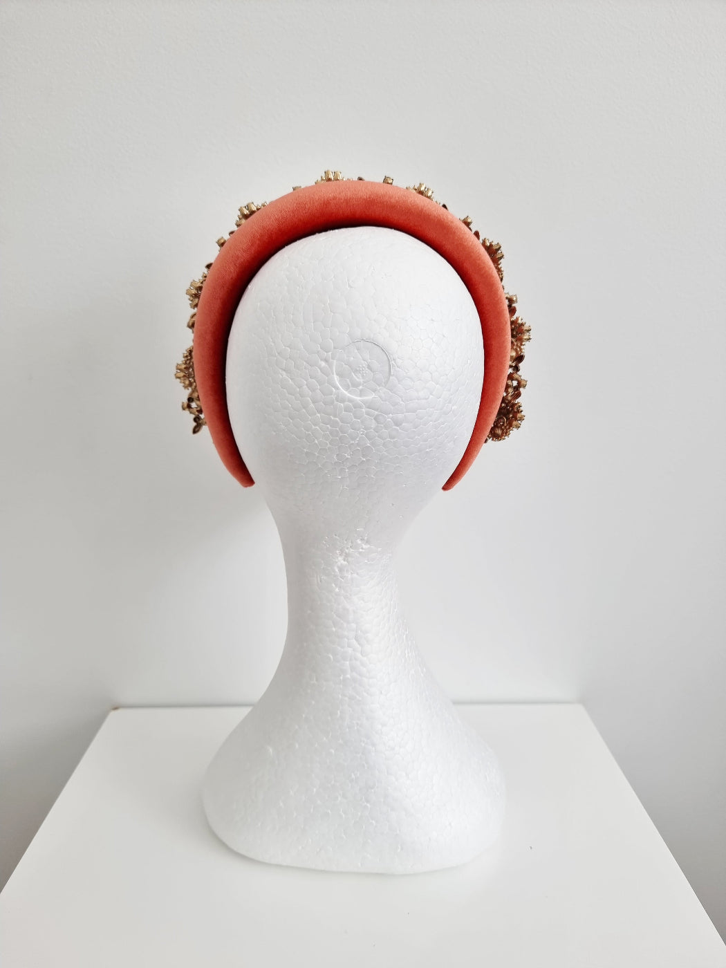 terracotta velvet embellished headband back view