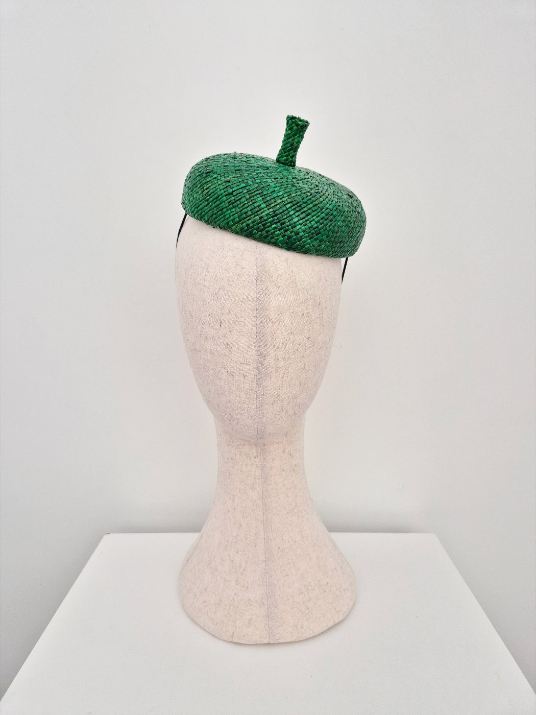 vintage green straw beret