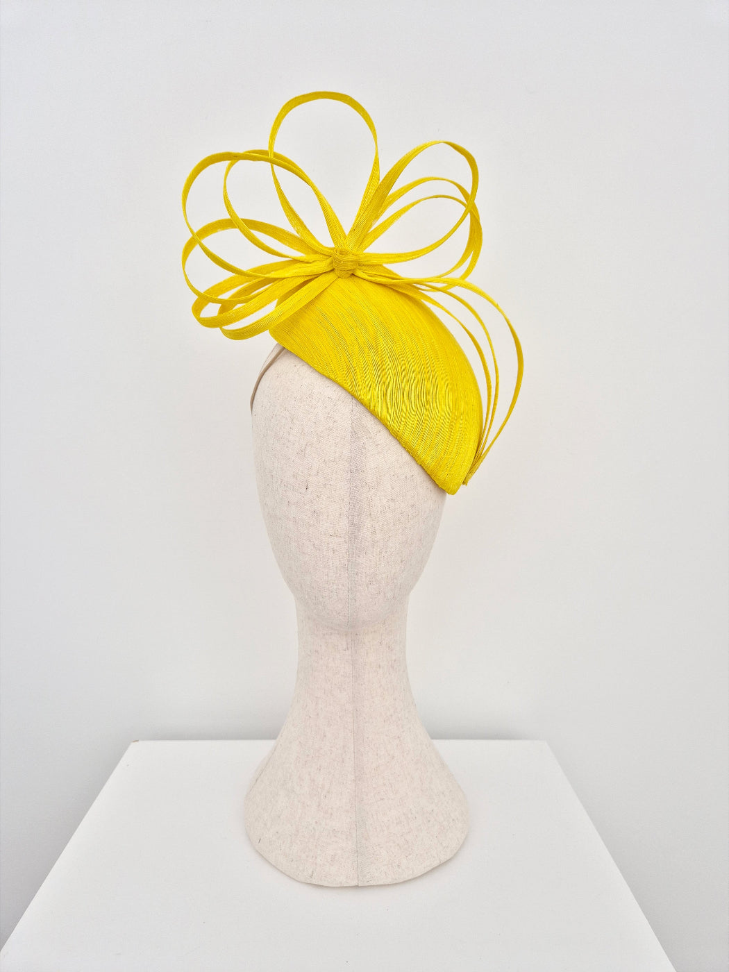 yellow silk abaca headpiece with bow
