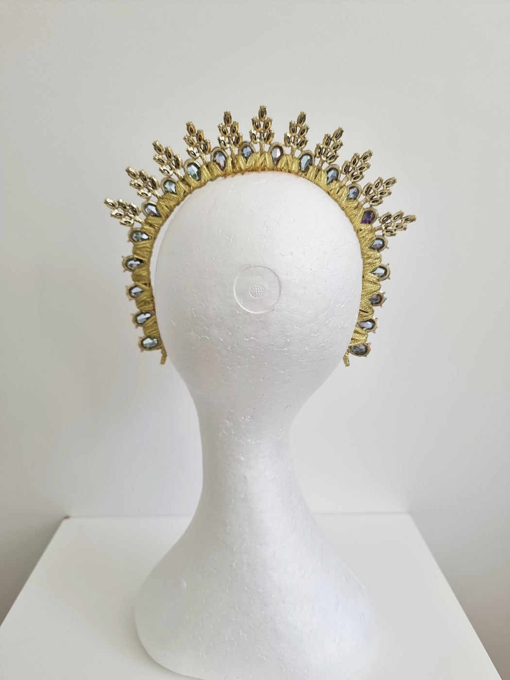 multi coloured rhinestone headpiece back view