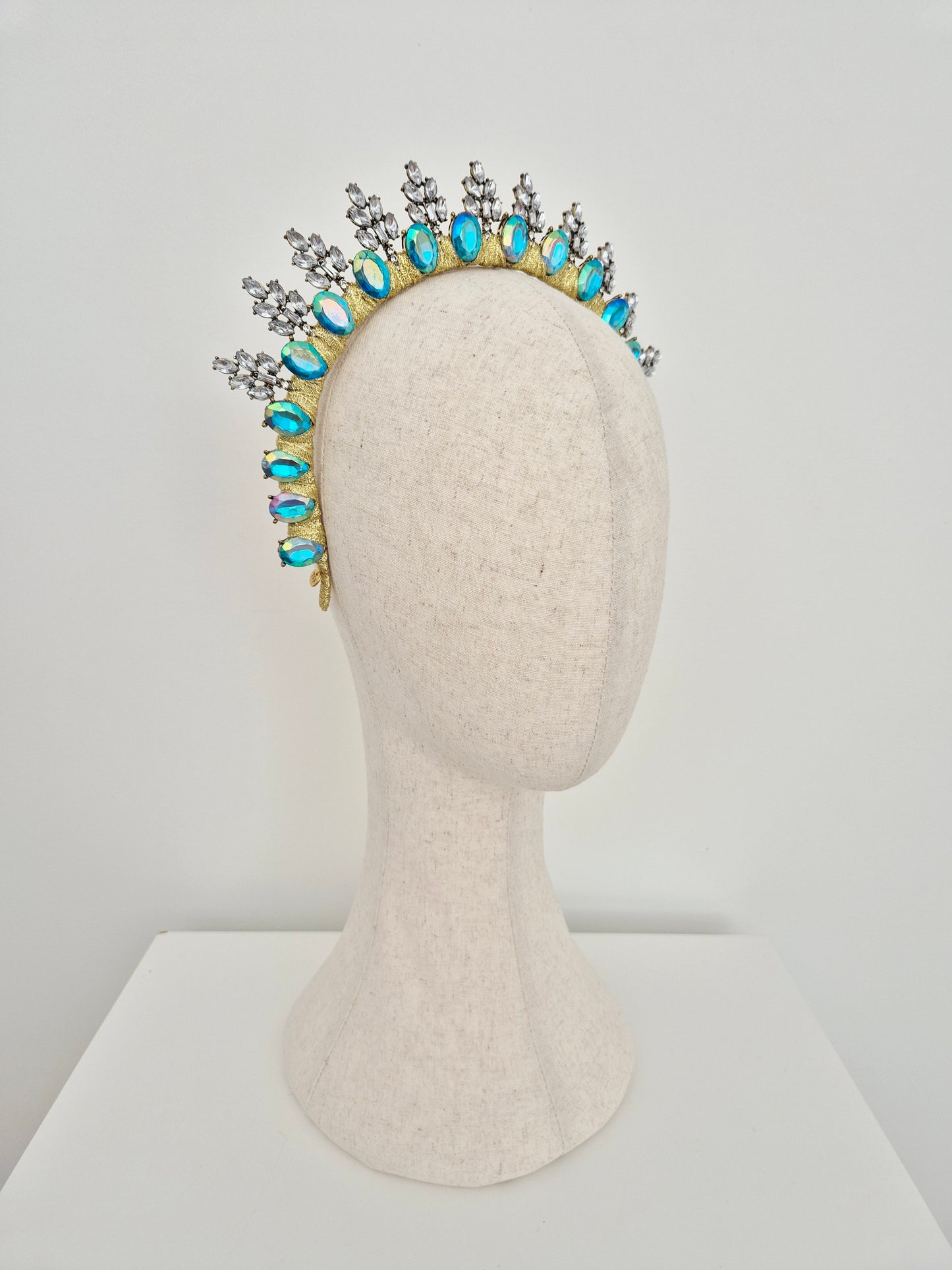 Miss Ice Maiden. Womens Turquoise Blue rhinestone crown headband