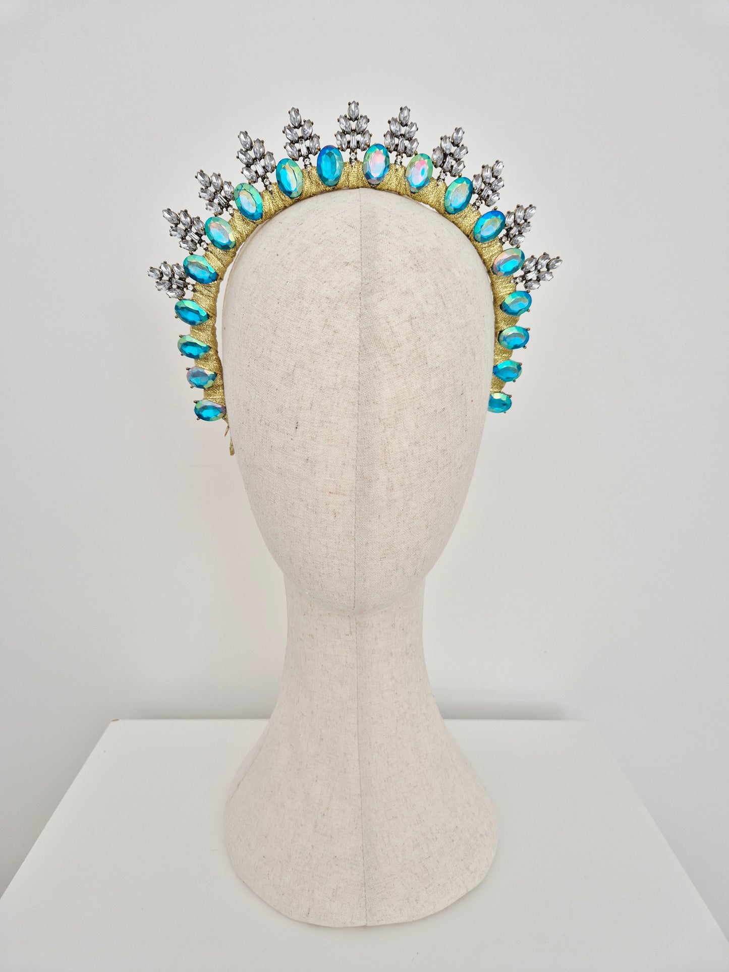 Miss Ice Maiden. Womens Turquoise Blue rhinestone crown headband