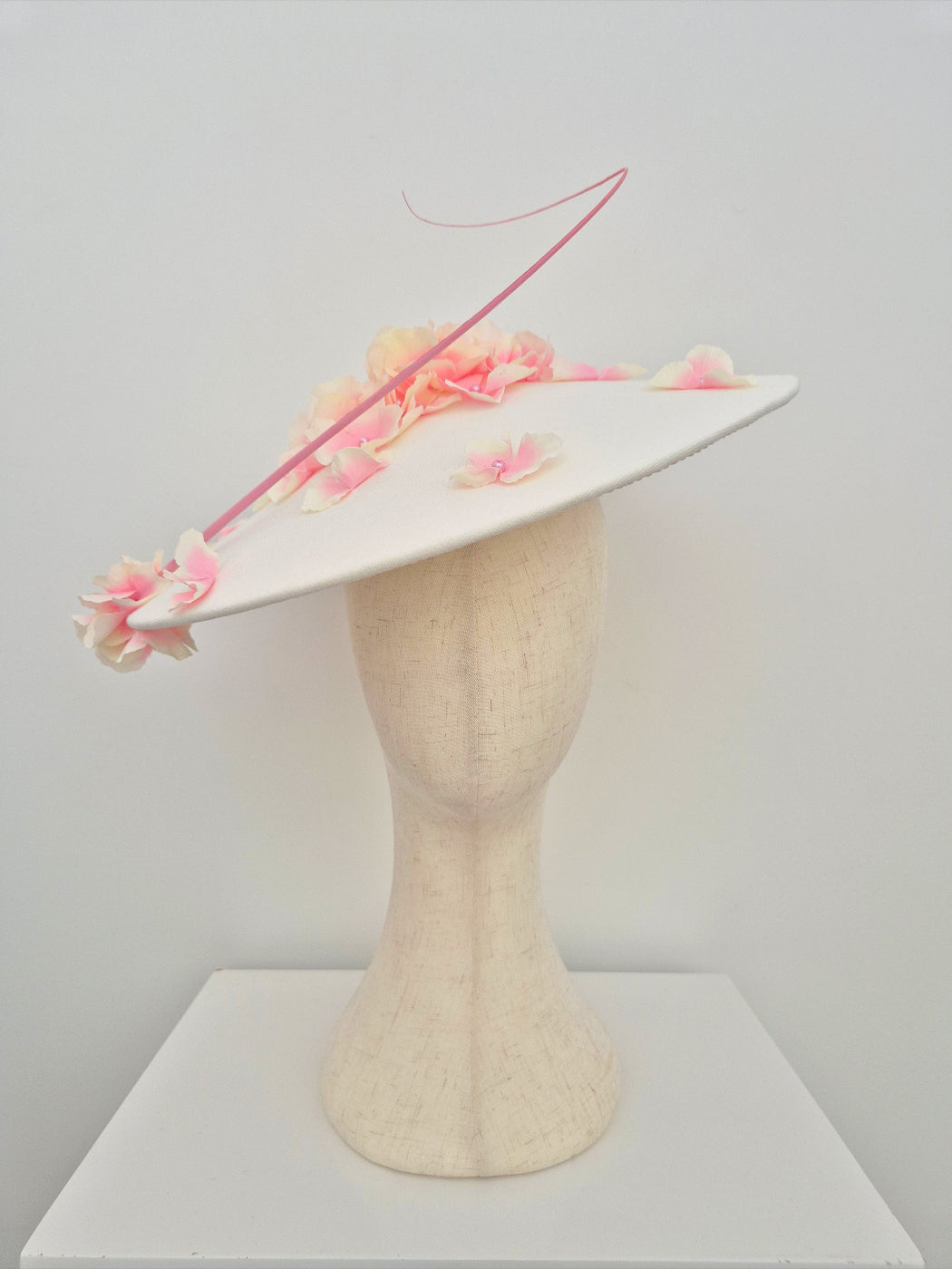 pink and ivory floral hat