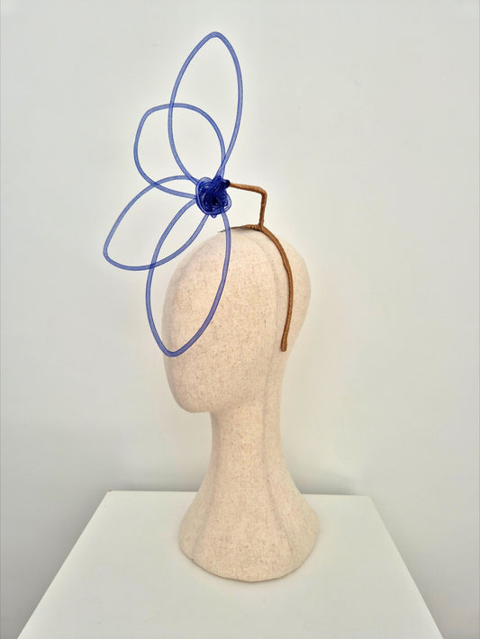 Miss Amour. Womens wired crinoline petal headpiece in Royal Blue