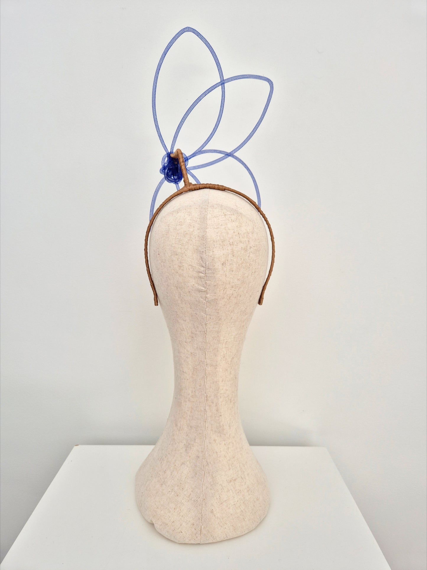 Miss Amour. Womens wired crinoline petal headpiece in Royal Blue
