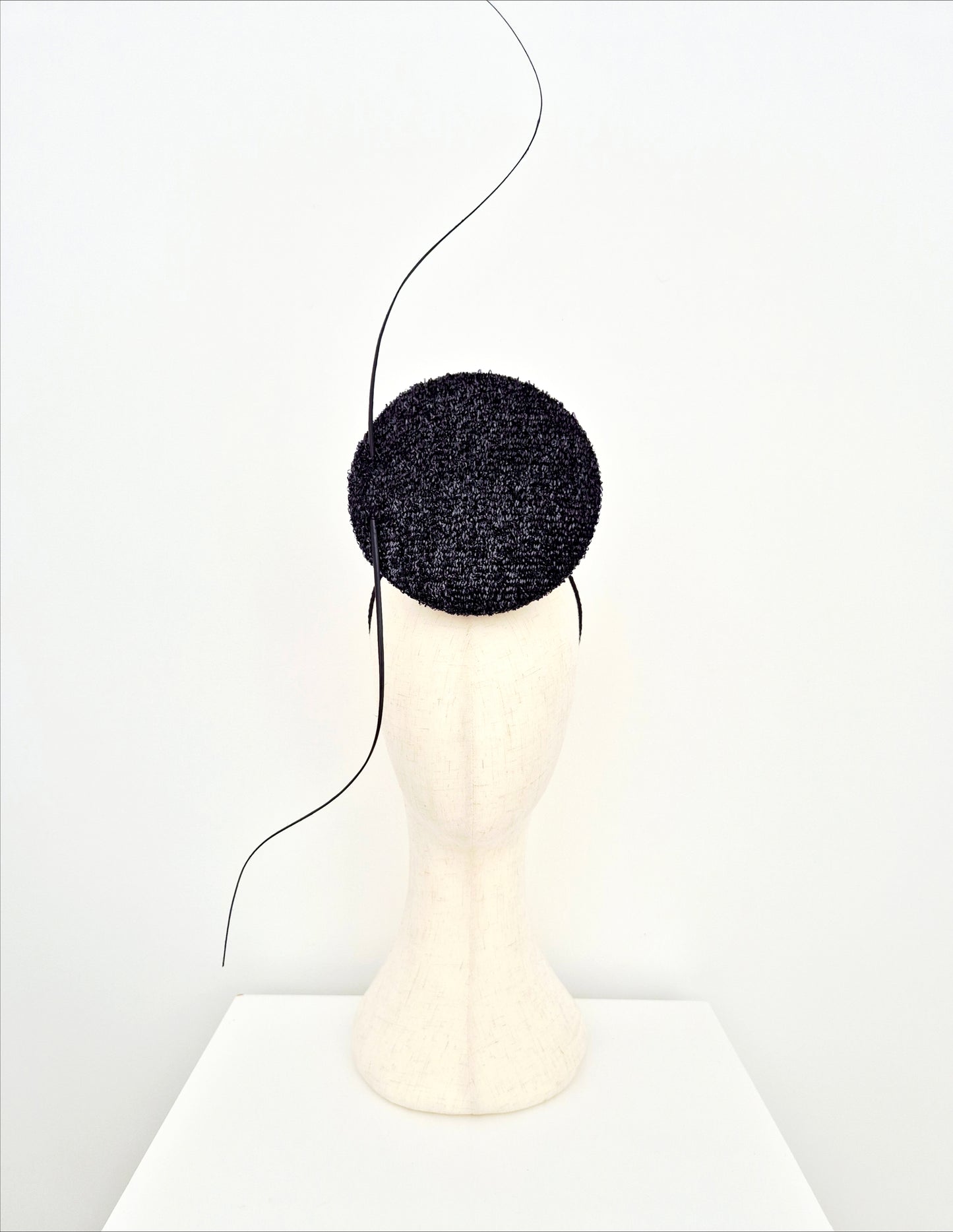 Miss Amylee . Womens black percher headpiece with quills