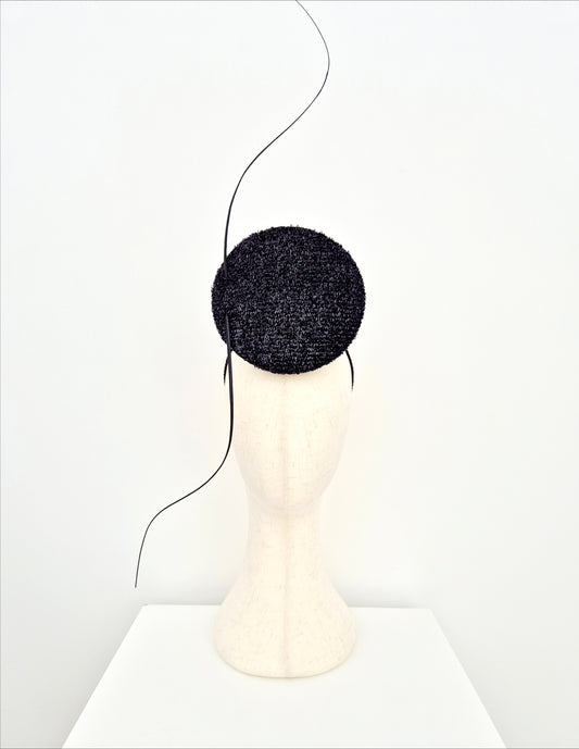 Miss Amylee . Womens black percher headpiece with quills