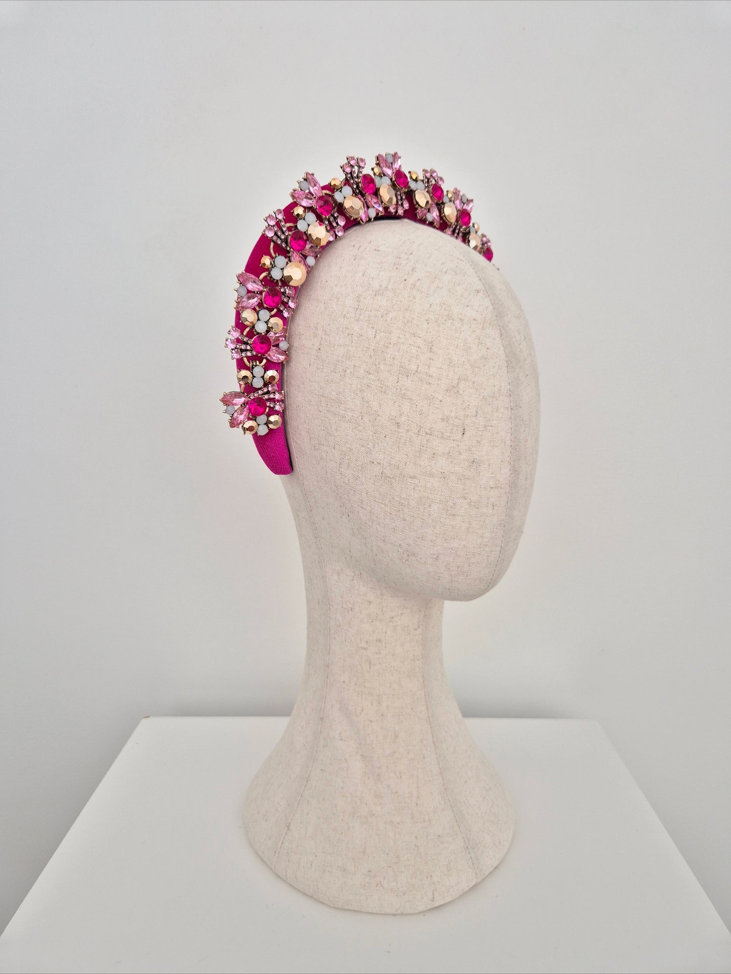 Miss Leah. Womens Fuchsia Pink / multi pink rhinestone embellished headband