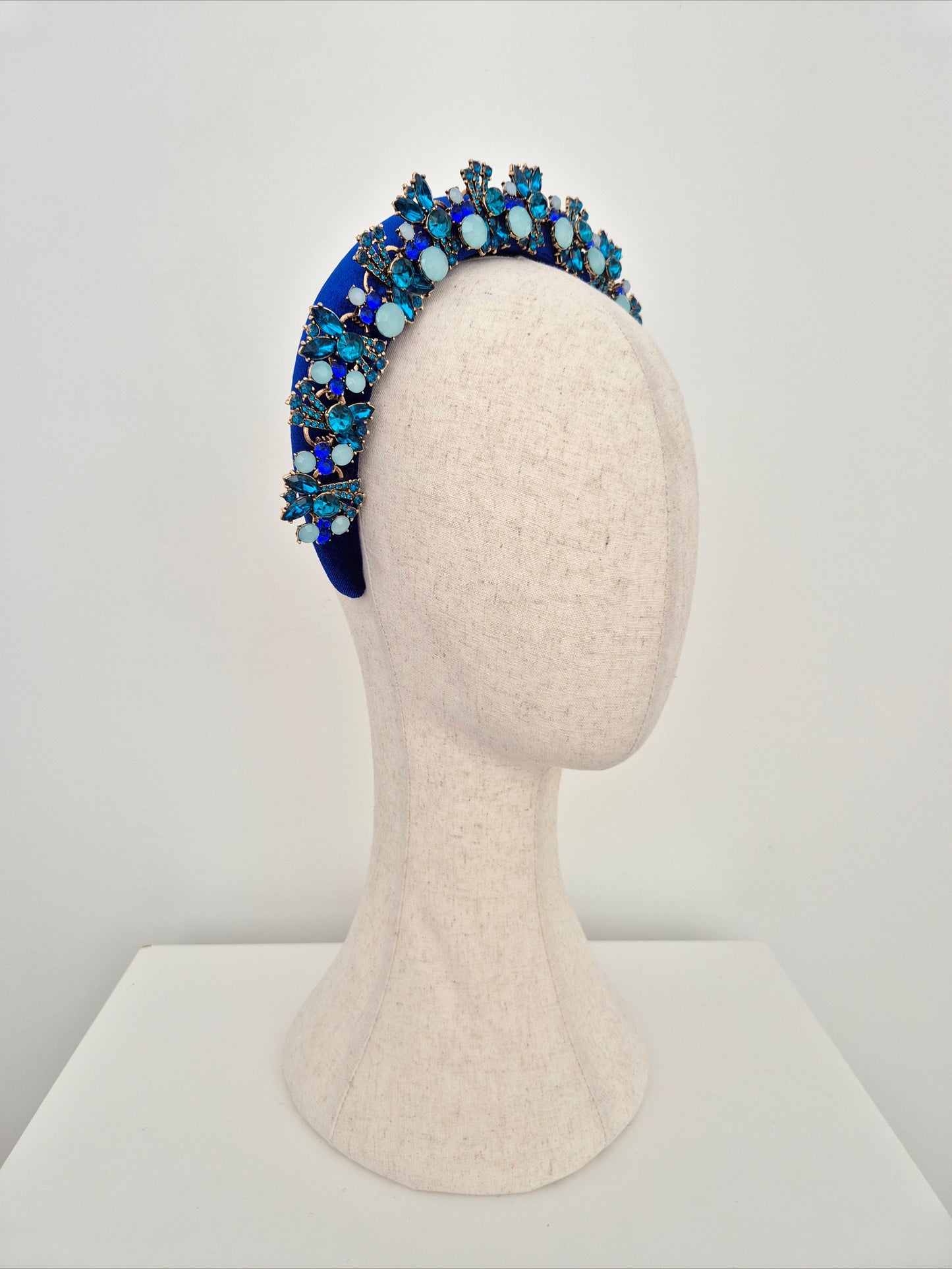 Miss Leah. Womens Royal blue / multi blue rhinestone embellished headband