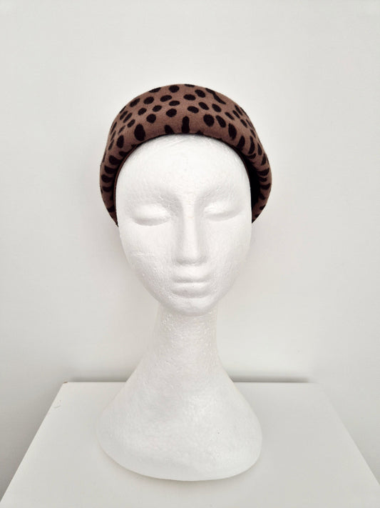 animal print wool felt pillbox