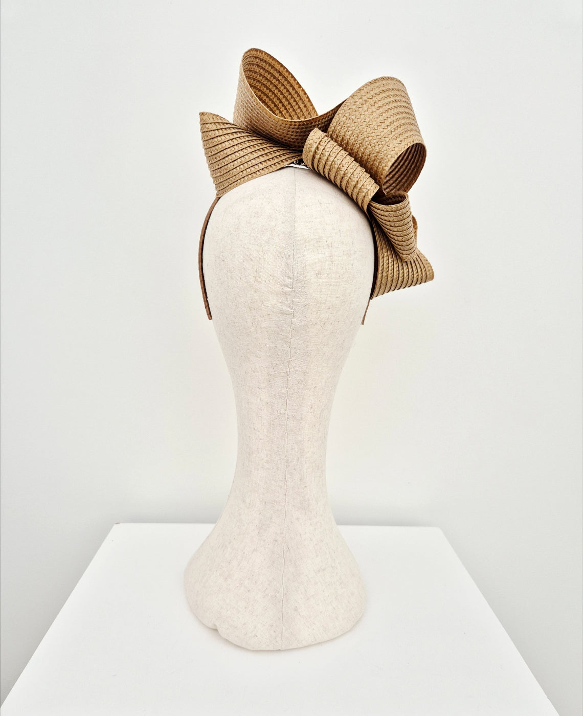 back view taupe loop headpiece