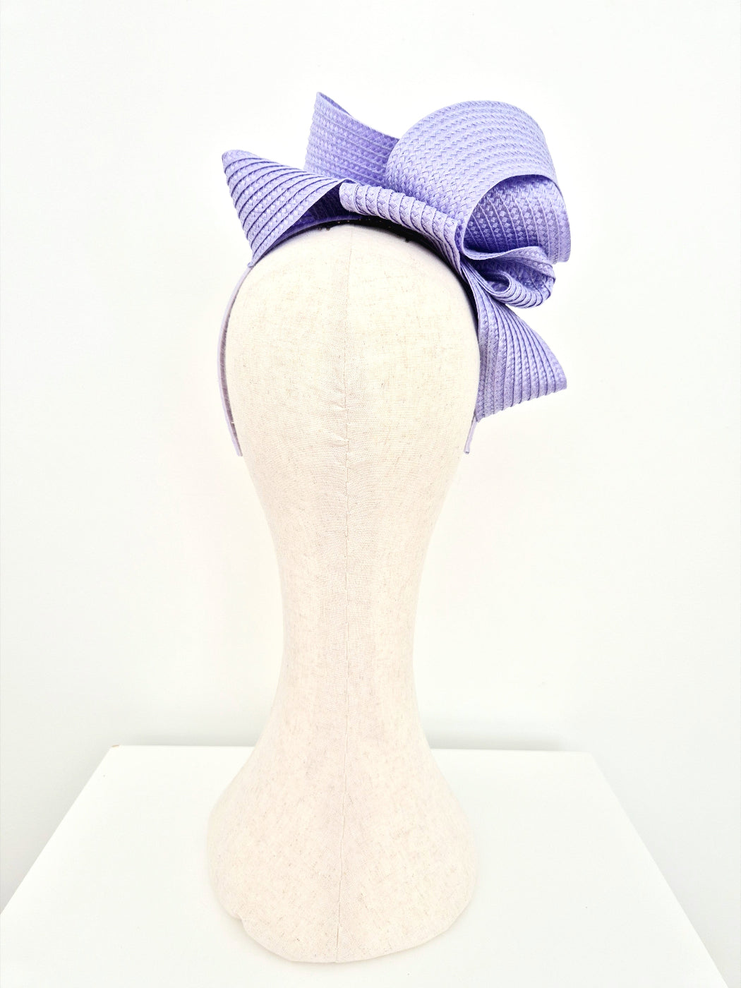 back view lavender loop headpiece