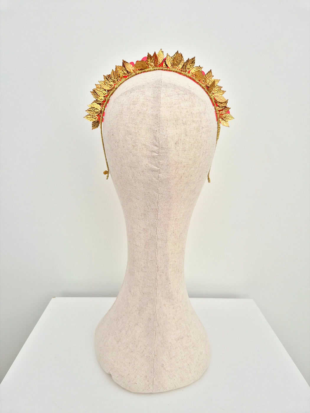 back view red floral crown