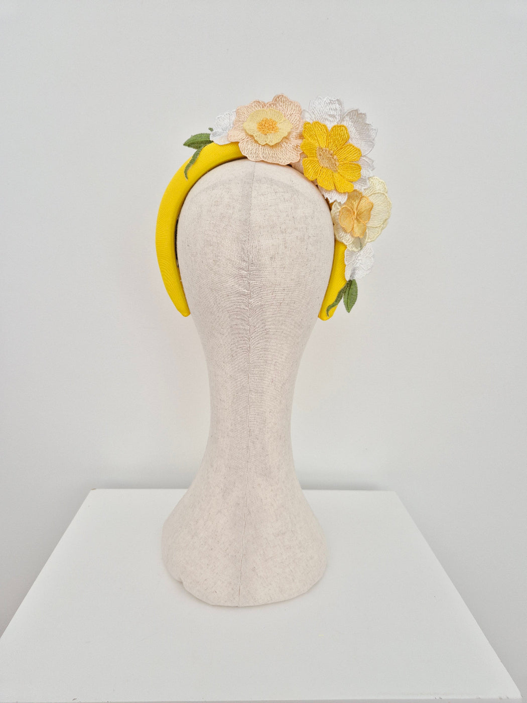 back view yellow floral lace headband