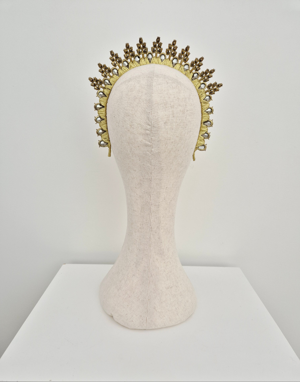 back view yellow rhinestone crown