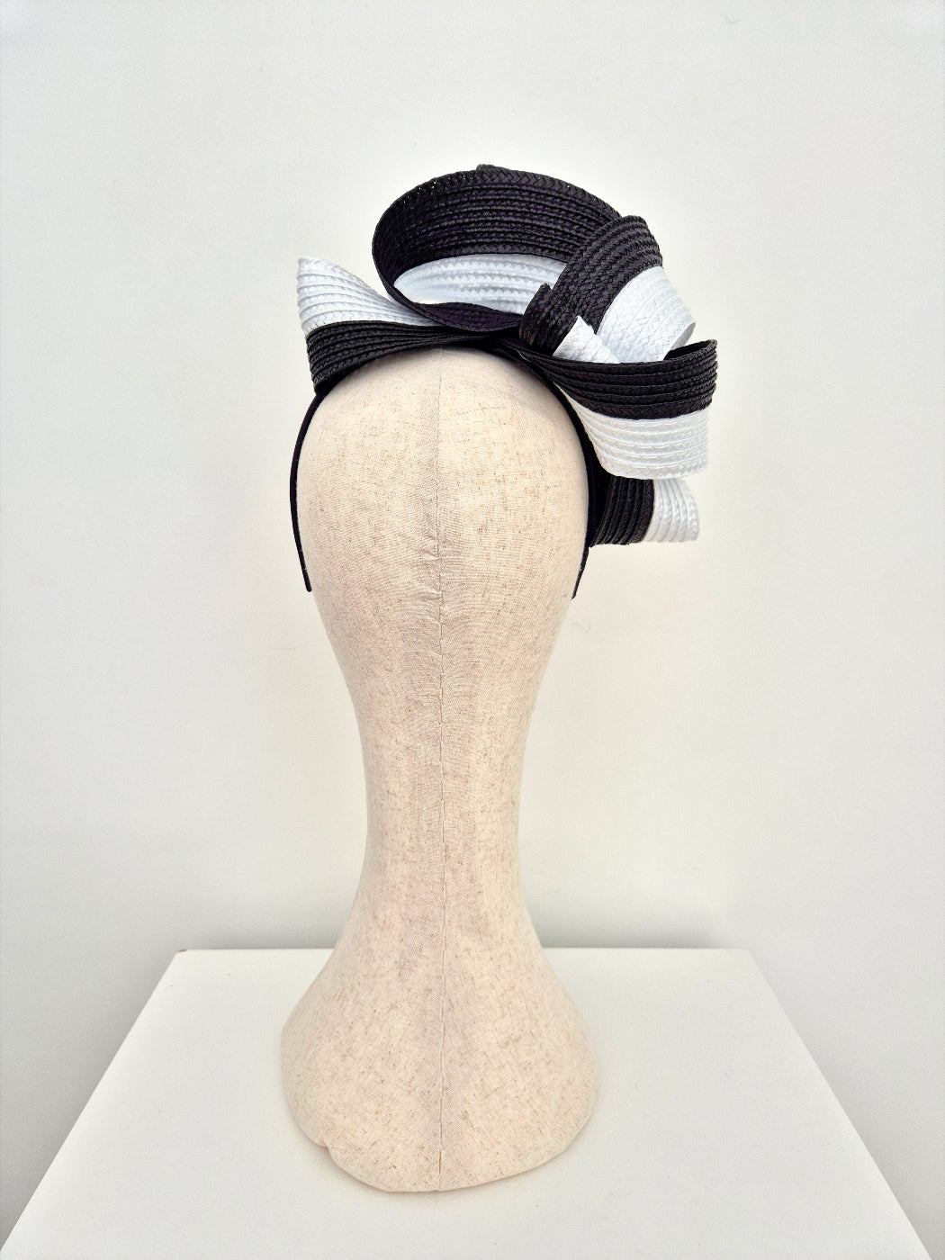 black and white loop headband back view