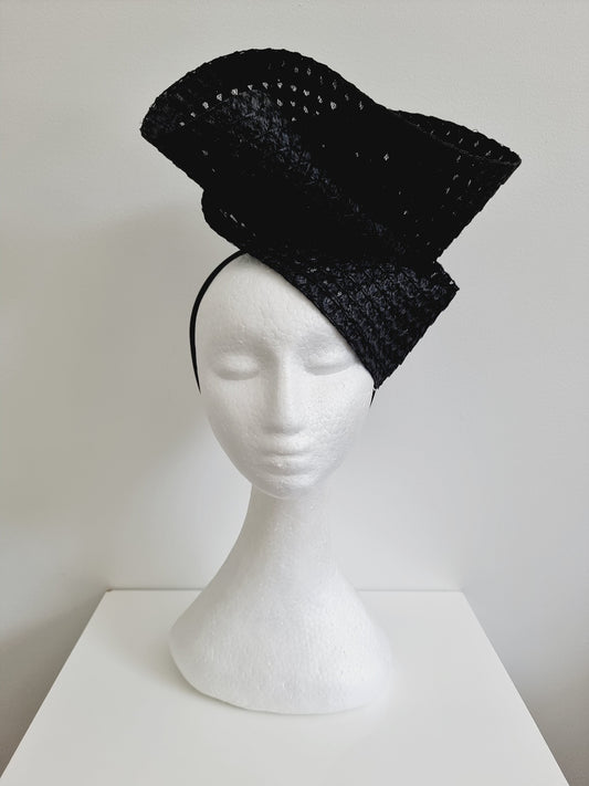 black braided straw headpiece