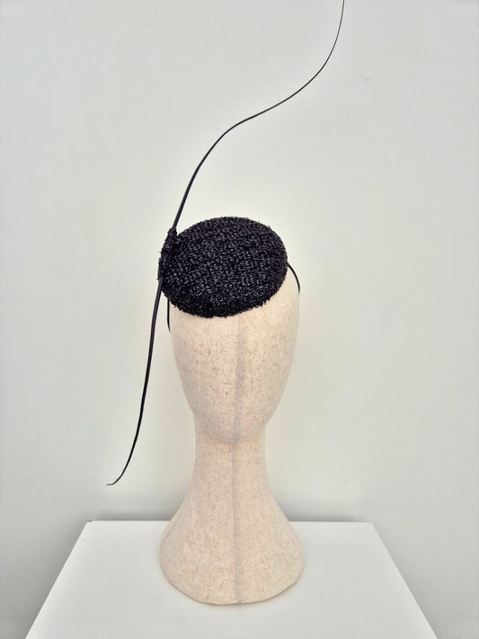 black mesh button headpiece with quills