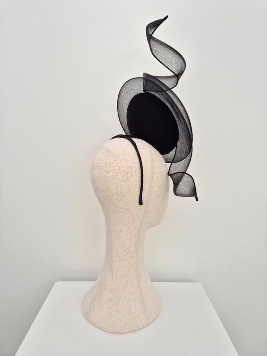 black percher with crinoline swirl side view