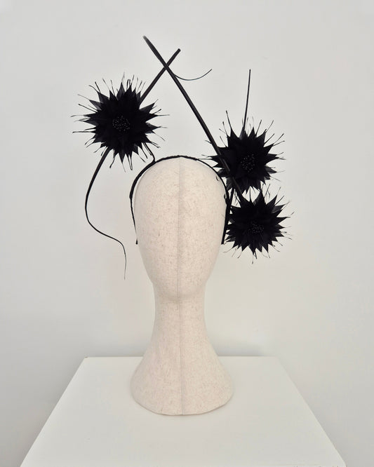 black feather flower headpiece 