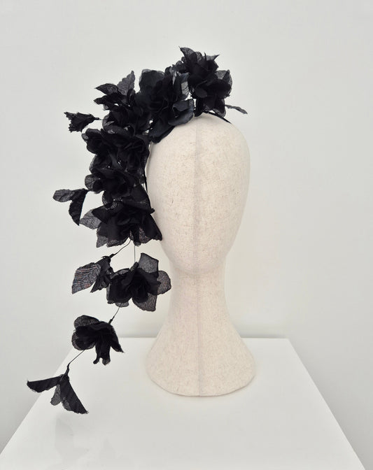 black floral headpiece