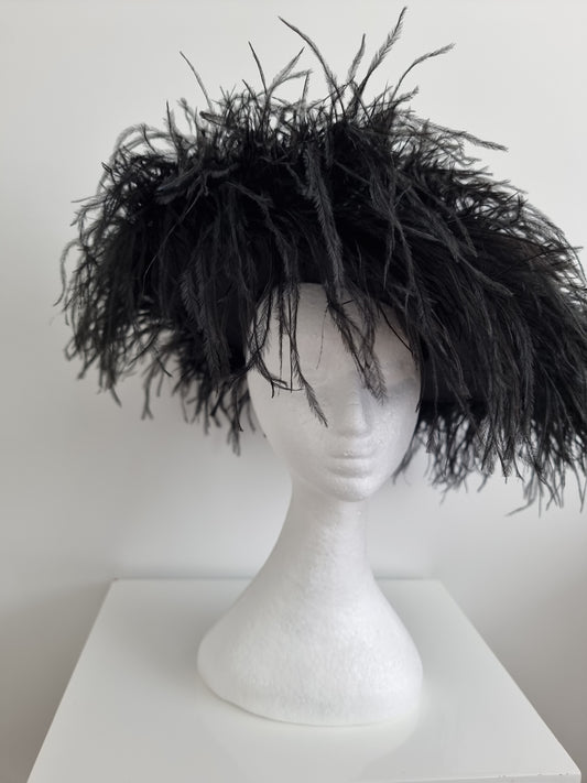 black ostrich feather hat 