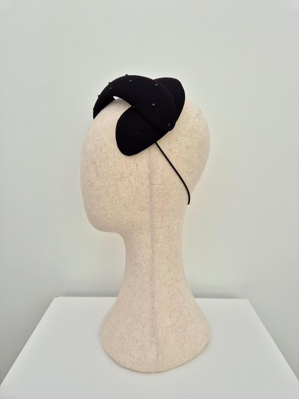 black vintage style headpiece side view 2