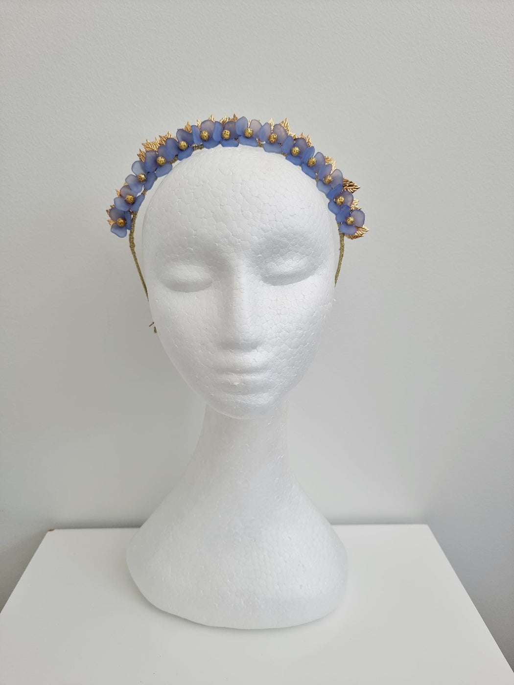blue and gold floral headband