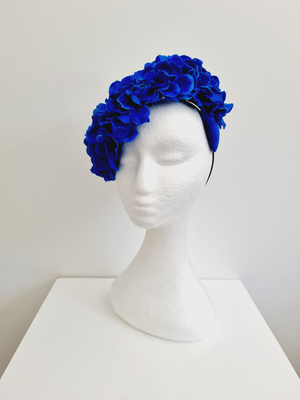 blue floral vintage style headpiece side front