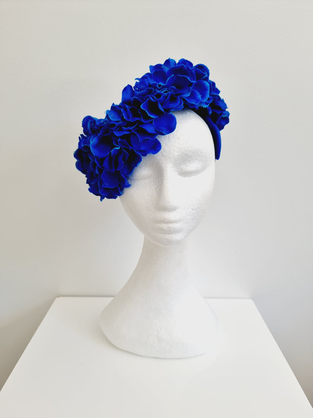 blue floral vintage style headpiece front