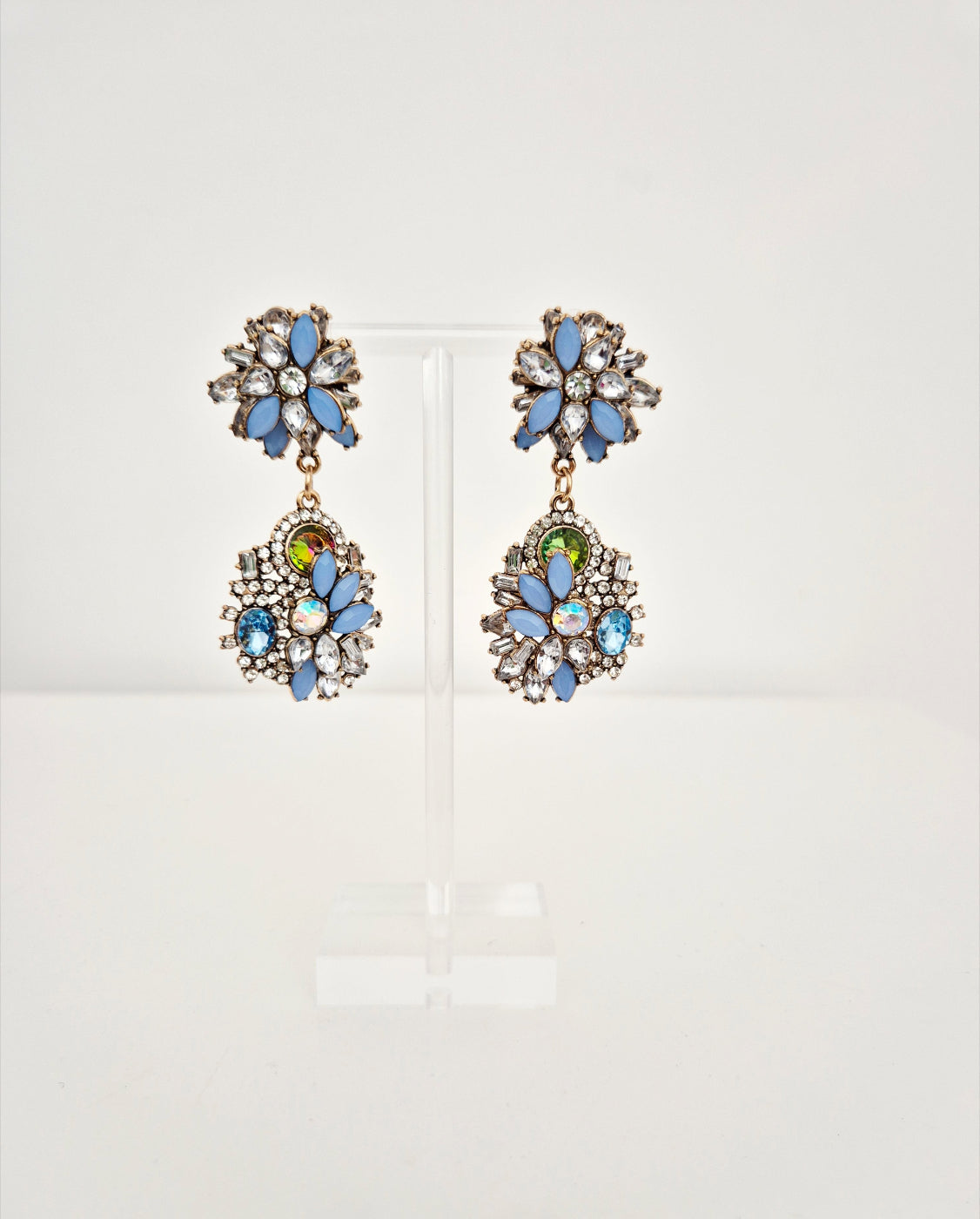 blue rhinestone drop earings