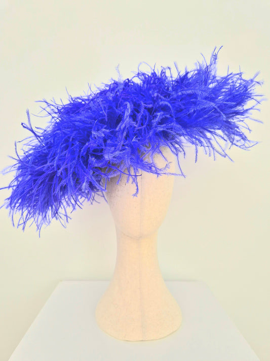 bright blue feather hat