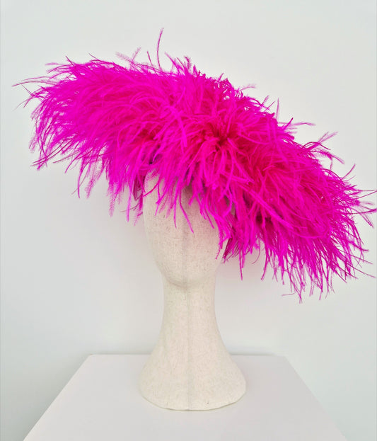bright pink feather hat