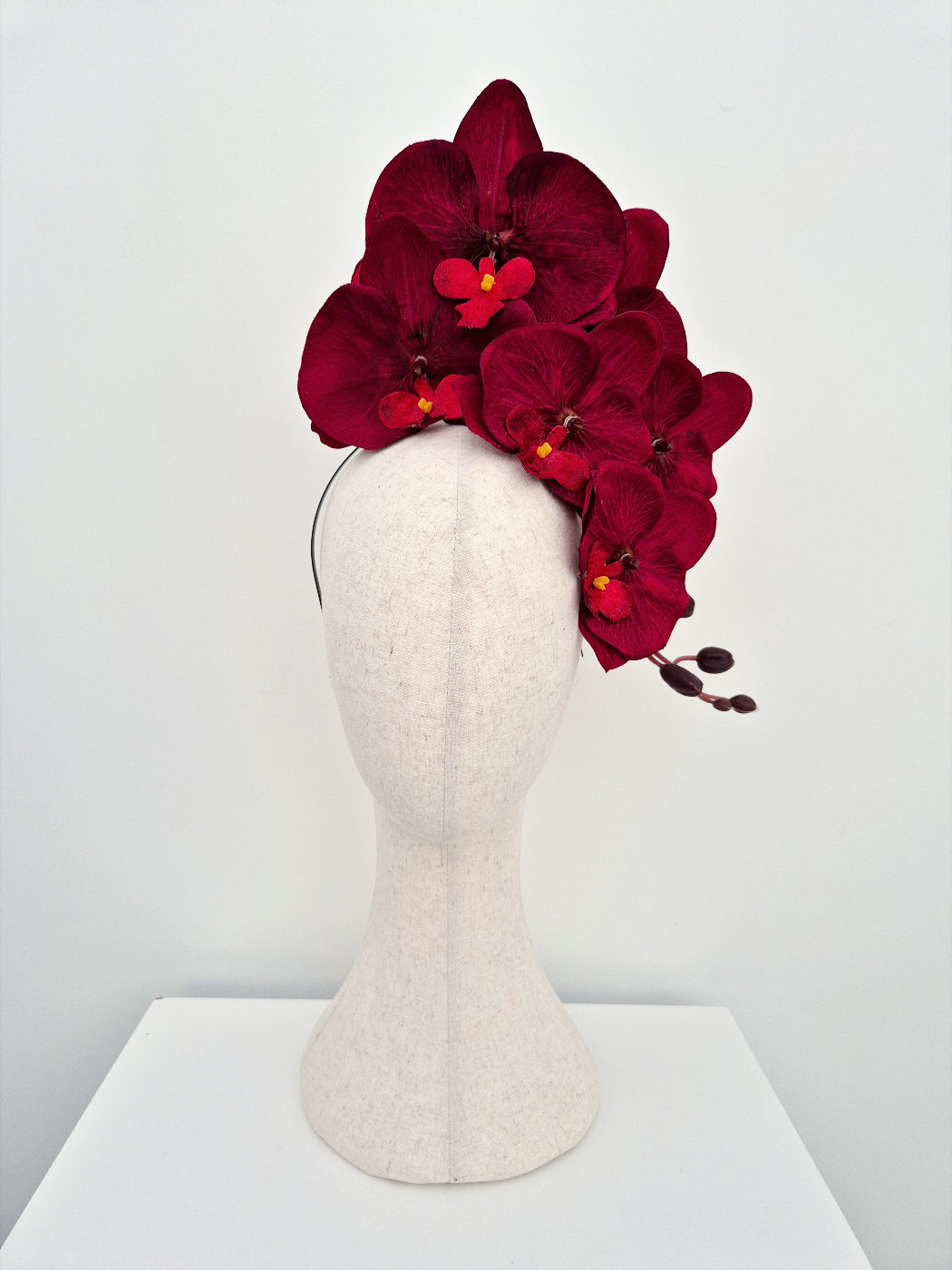 burgundy orchid headpiece