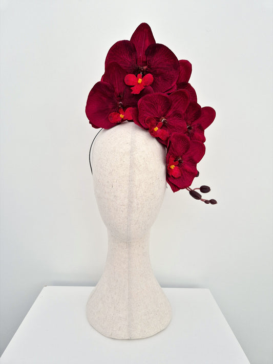 burgundy orchid headpiece