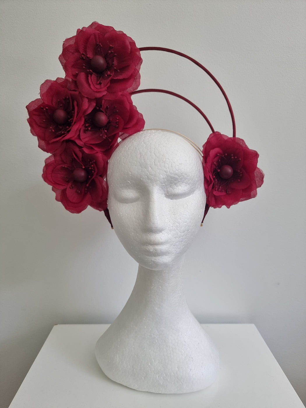 claret floral double halo headpiece