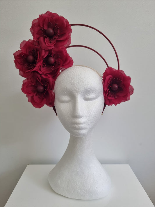 claret floral double halo headpiece