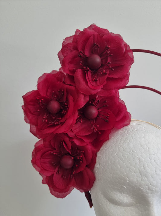claret floral double halo close up