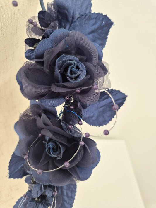 close up navy blue flowers