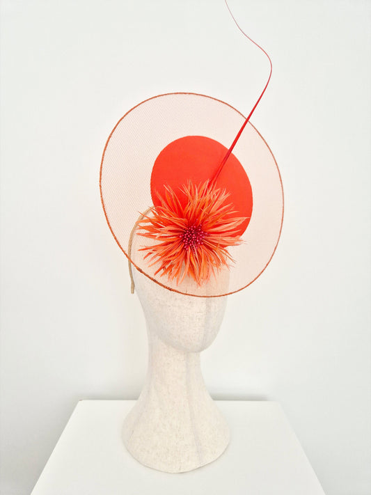 coral orange percher headpiece side view