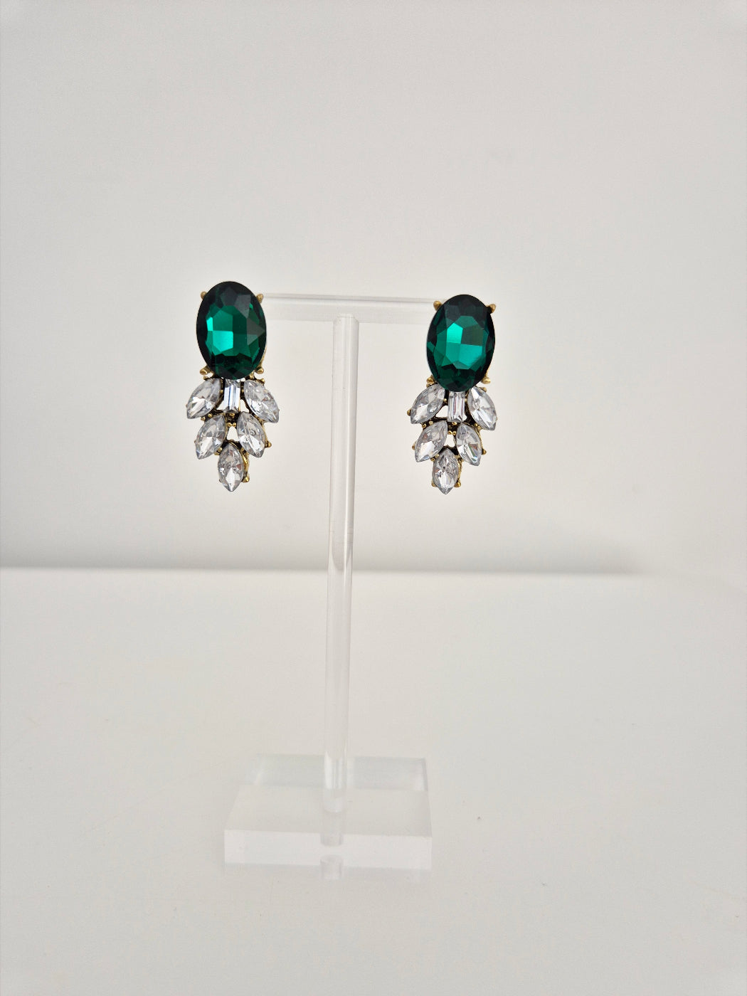 emerald green rhinestone drop earings