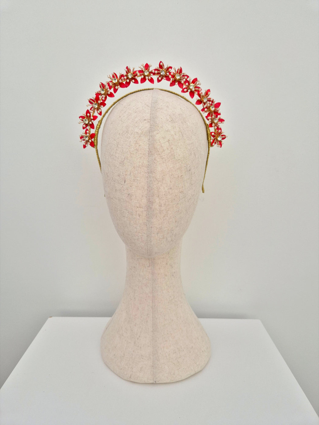 gold and red floral headband
