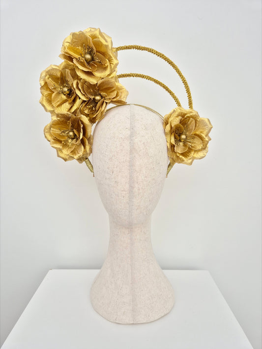 gold floral double halo headpiece