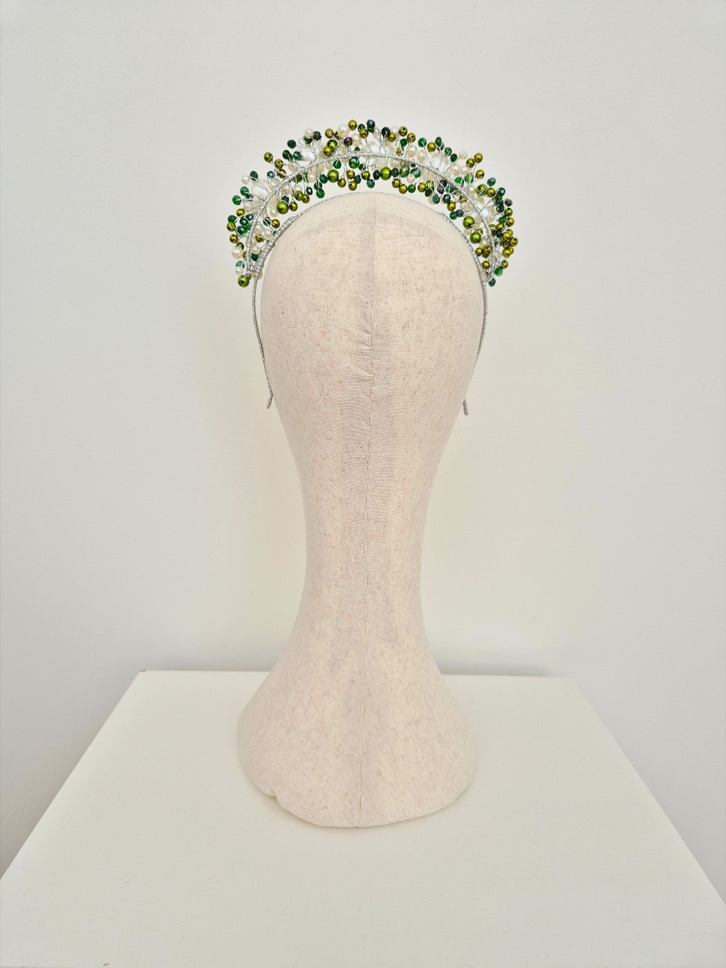 green tonal pearl headband back view