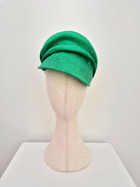green straw scrunch visor tilted