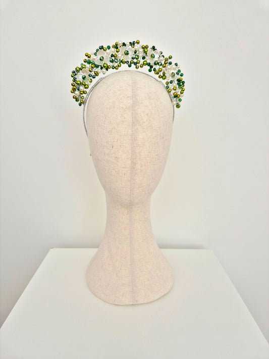 green tonal pearl headband
