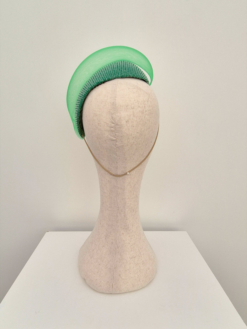 green sequin headpiece back view
