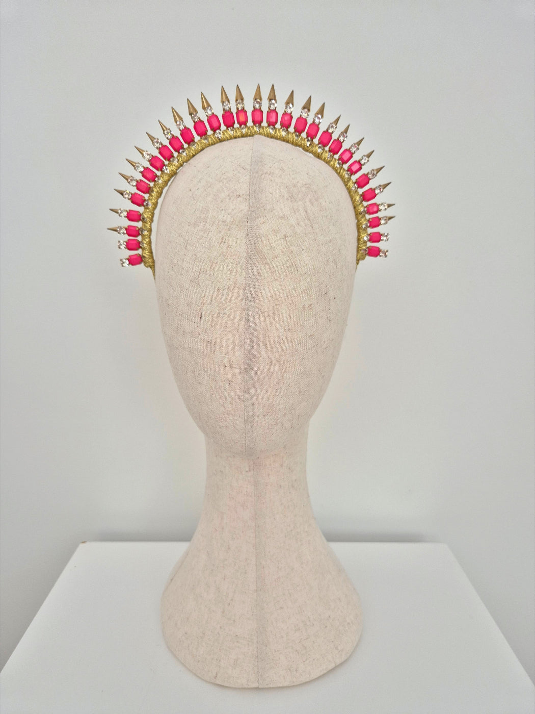 hot pink and gold rhinestone crown